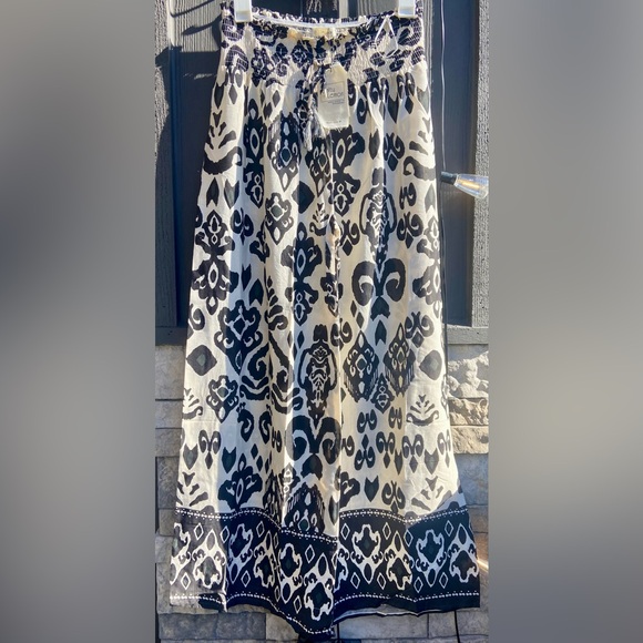 Salty Lemon Pants - NEW Boho Black and Cream Wide Leg Pants